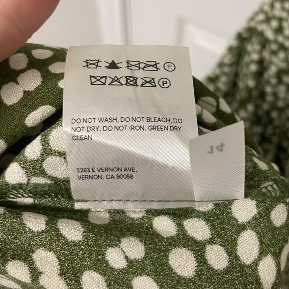 Reformation Sigmund Midi Dress in Green Moiret Print Size 14 - Picture 10 of 10